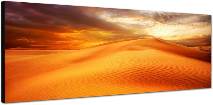 Paul Sinus Art Panoramabild auf Leinwand und Keilrahmen 120x40cm Wüste Sanddüne Hitze Wolkenhimmel