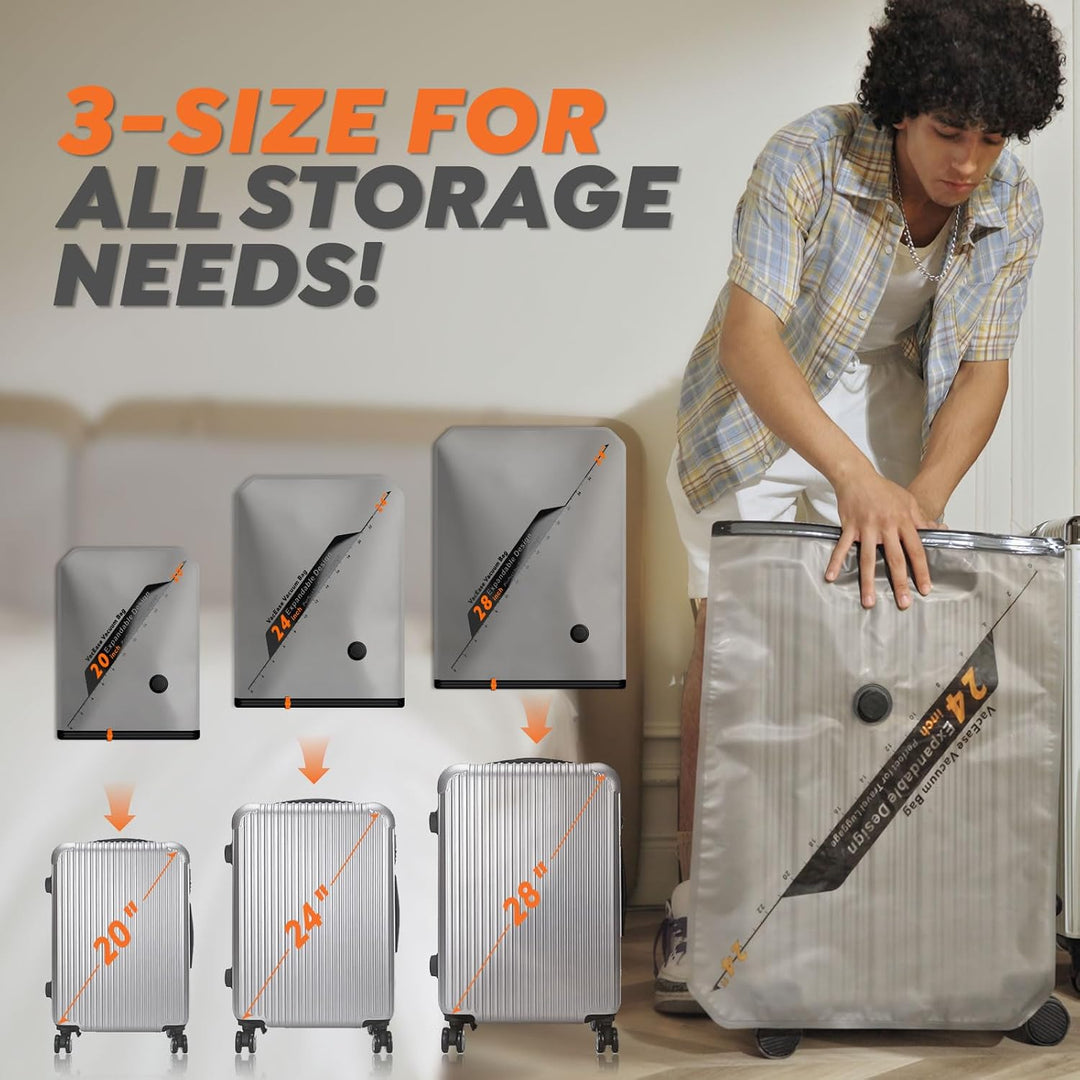 Vakuumbeutel für Kleidung, 15 Stück (6x 40x54cm, 6x 47x64cm, 3x 54x74cm), Platzsparend Vakuumierbeut