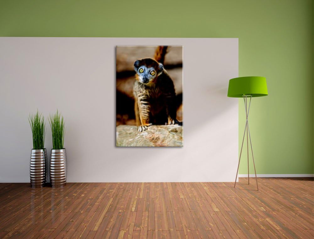 kleiner Sifaka Deluxe Format: 100x70 cm auf Leinwand, XXL riesige Bilder fertig gerahmt mit Keilrahm