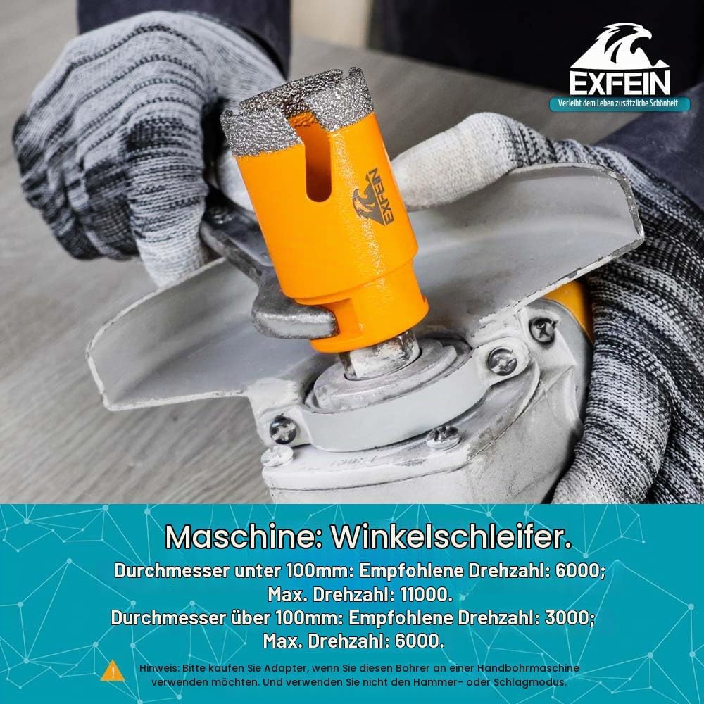 Diamant Fliesenbohrer Set 12 Stück - EXFEIN Fliesenlochsäge 6/6/8/20/25/35/50/68/110mm + 20mm Finger