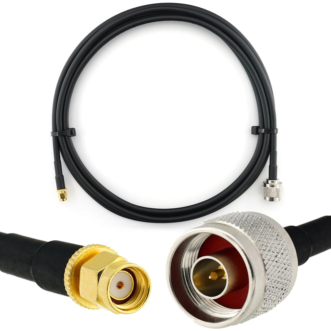 3m RP-SMA Stecker auf N Stecker Koaxialkabel — 3 Meter Verlustarmes HF-240 (LMR 240 Äquivalent) Ante