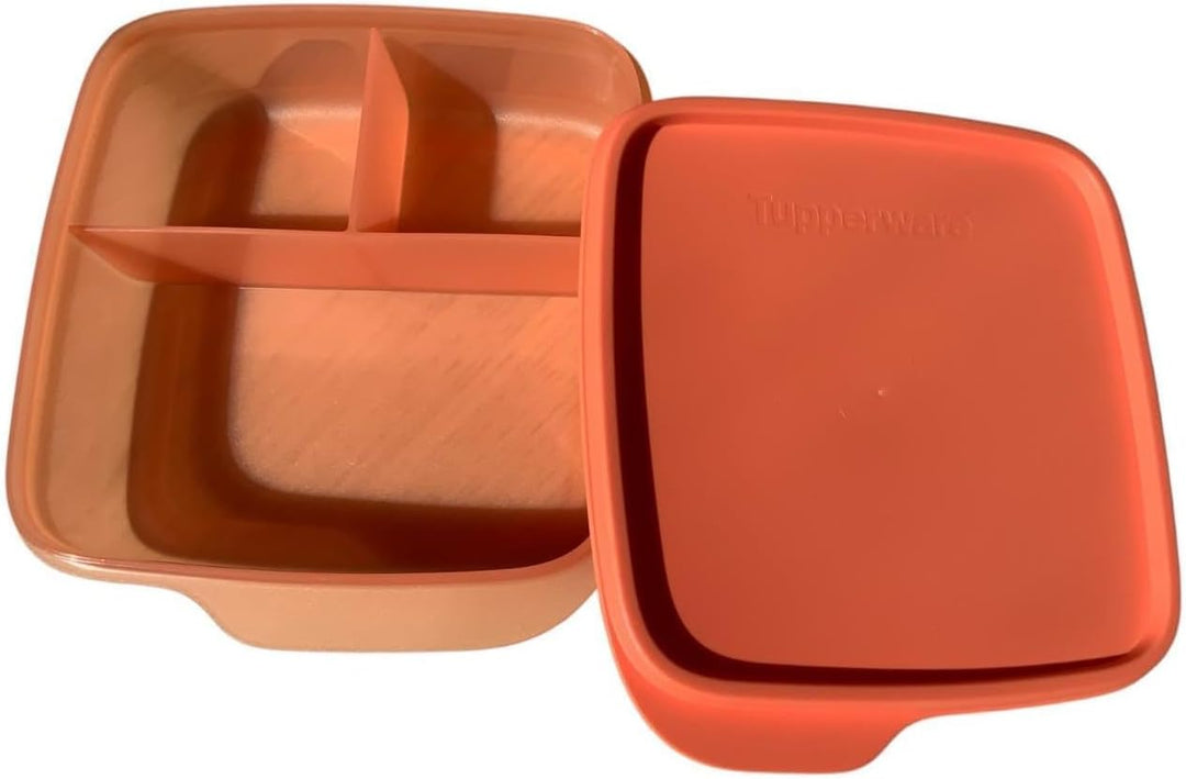 Tupperware To Go Clevere Pause Lunchbox 550 ml Orange Neon – Brotdose mit Trennwand Eco+ – BPA-freie