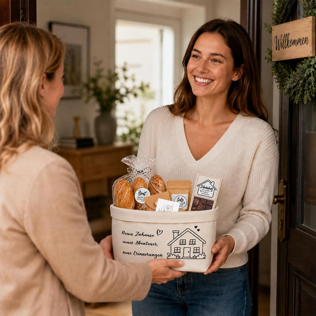 Geschenk zum Einzug Brotkorb Salz und Pfefferstreuer Richtfest Geschenk Glas-gewürzflaschen Glas-Gew