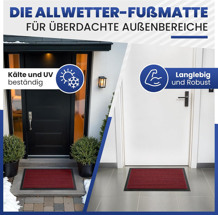 Fussmatte aussen - extrem rutschfest &amp; langlebig - Fussabtreter aussenbereich dunkel rot 80x120cm -