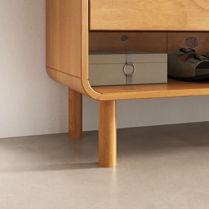 IDIMEX Schuhschrank Juan aus massivem Kieferholz, Eiche Finish - schmal und platzsparend, ideal für