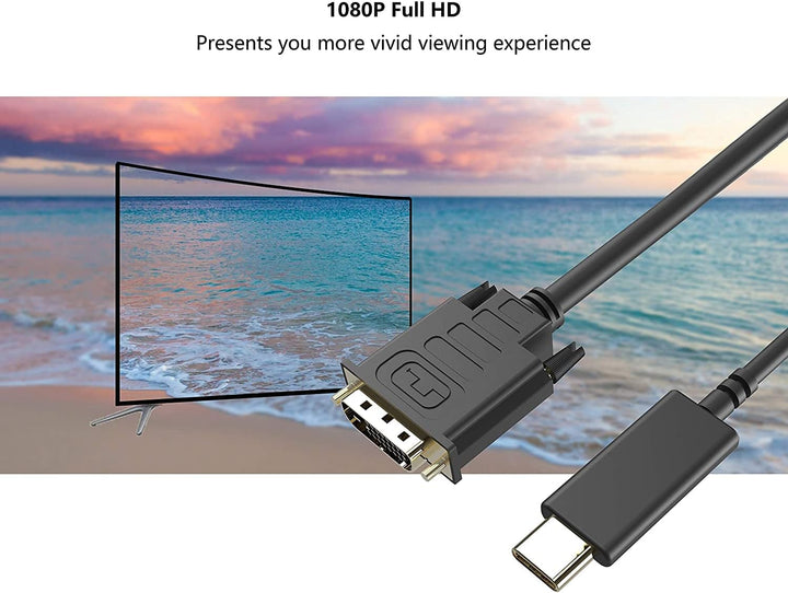 Upgrow Kabel USB Typ C-auf DVI, 4K bei 30 Hz, Thunderbolt-auf-DVI-Kabel, 1,8 m, USB-Typ-C-auf-DVI-Bu