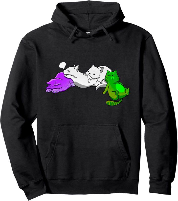 Genderqueer Katze Genderqueer Flagge Farben Pullover Hoodie