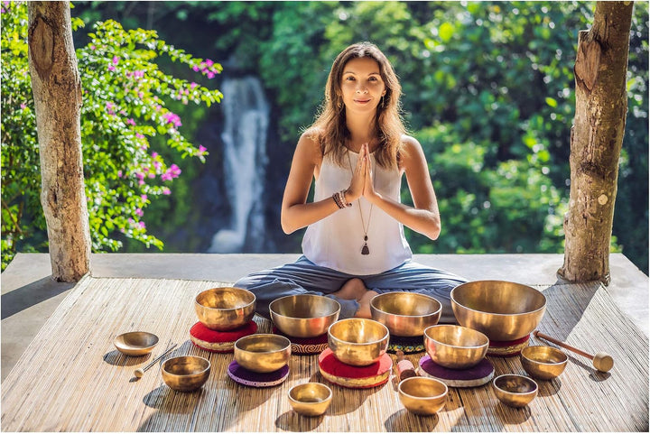 XDrum Omshanti Klangschale 10 cm Set - Gewicht: 300g - handgemacht in Indien - ideal für Meditations