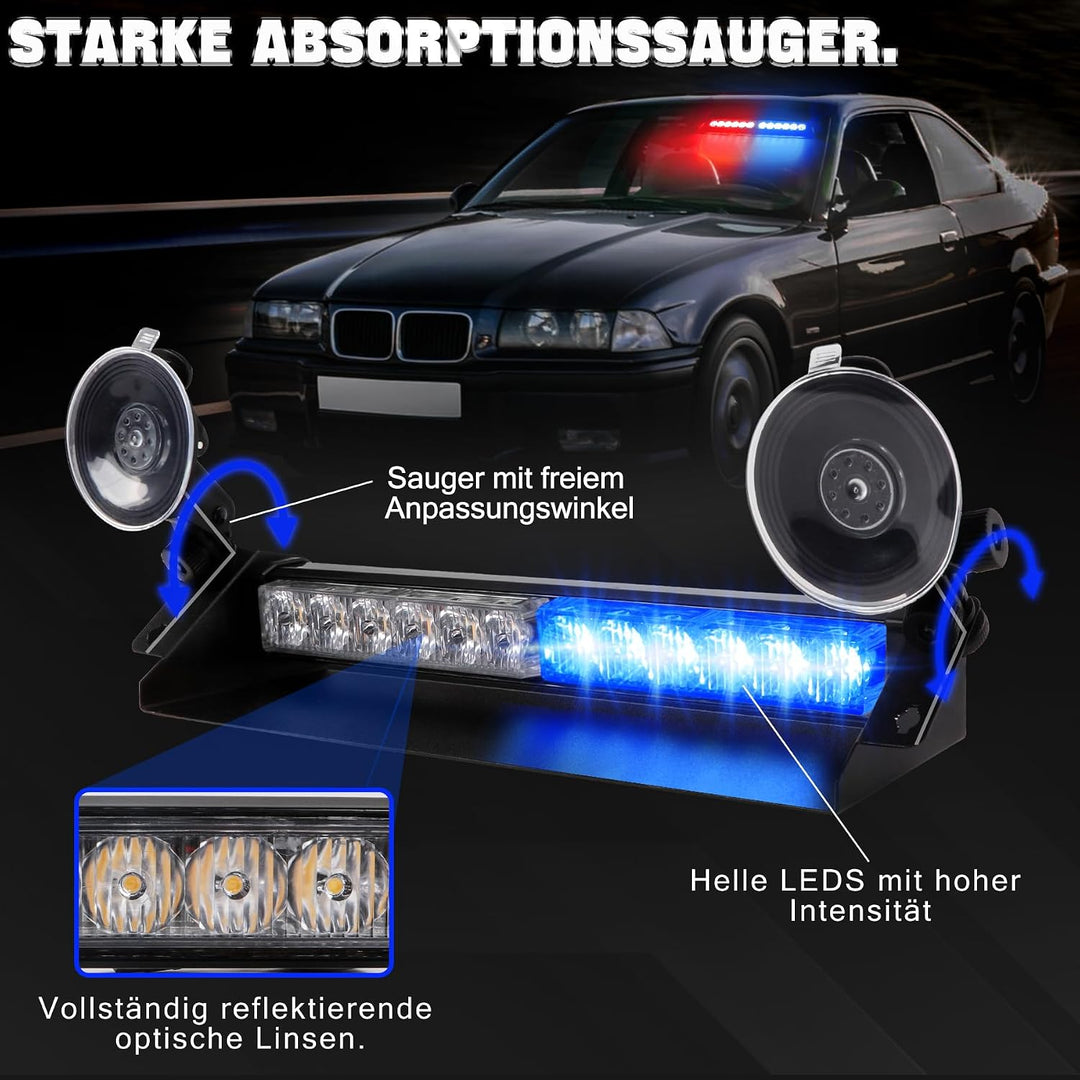 ROUTEKING LED Notfall-Warnleuchte 14 Zoll 12 LED 9 Blinkmodi 4 Saugnäpfe Hohe Intensität Blinkende W