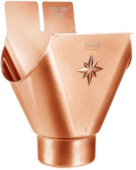 Kupfer Einhangstutzen RG280 x 80mm oval für halbrunde Dachrinnen - Rinnenstutzen mit Klemmfeder und