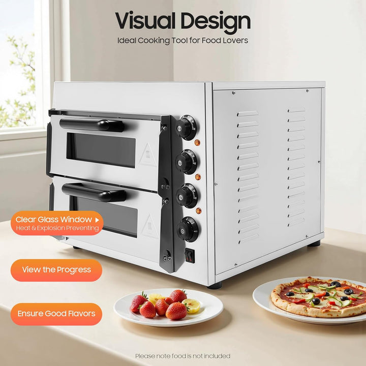 Pizzaofen 3000W 50-350℃ 2 Stock 40L Backofen Electric Oven Präzise Temperaturregelung zum Backen von