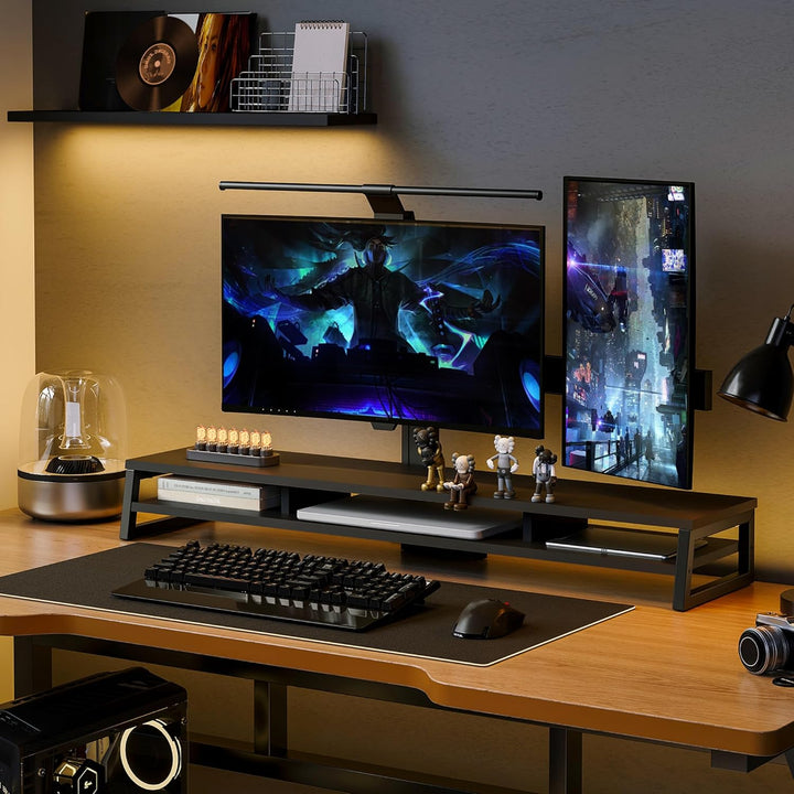 Fenge Dual Monitorständer Riser 108cm Grosse Computer Bildschirmständer für PC/Laptop/Fax/Drucker/TV