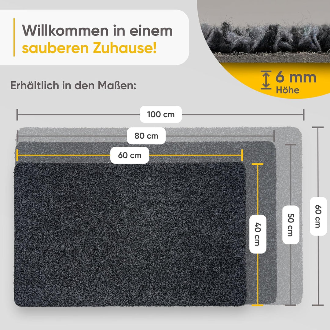 Entrando Fussmatte 40x60 cm - innen und aussen - Baumwolle - rutschfest, waschbar, robust - passt un
