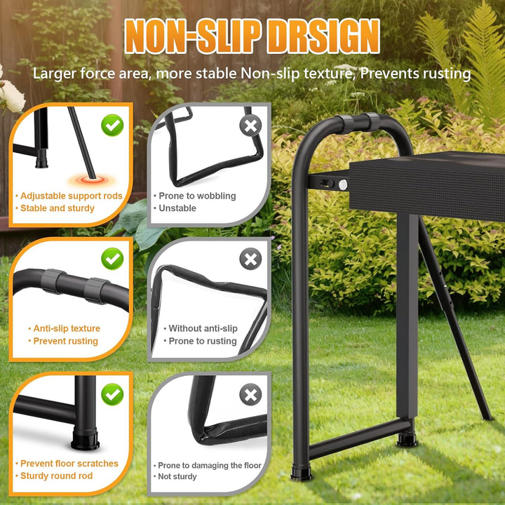 seasky Faltbare Gartenbank mit Knie- und Sitzfläche, Kippschutz-Gartenbank, verbreitert, dick, weich