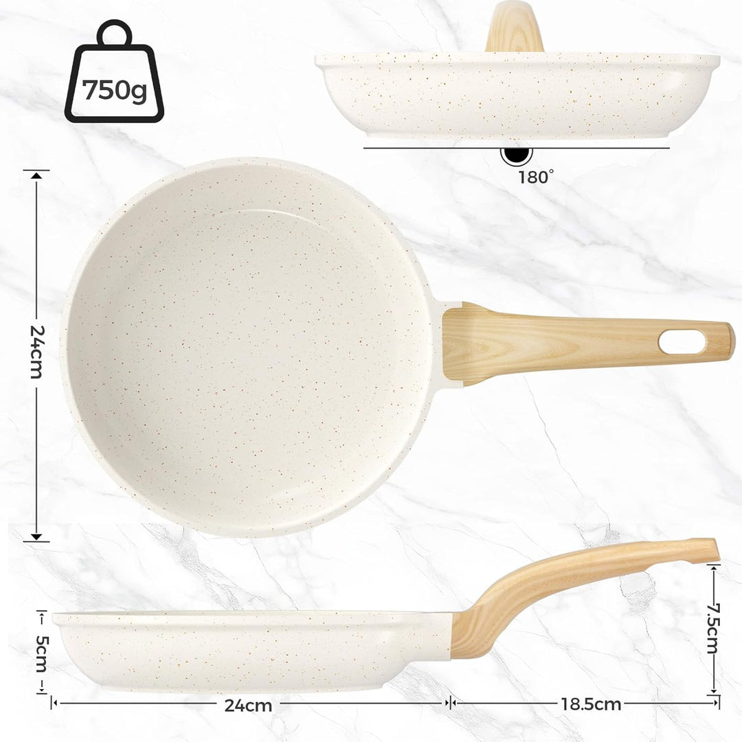 YASHE Bratpfanne mit Antihaftbeschichtung, 24 cm, Pfanne mit Granitbeschichtung für Eier, Pfannkuche