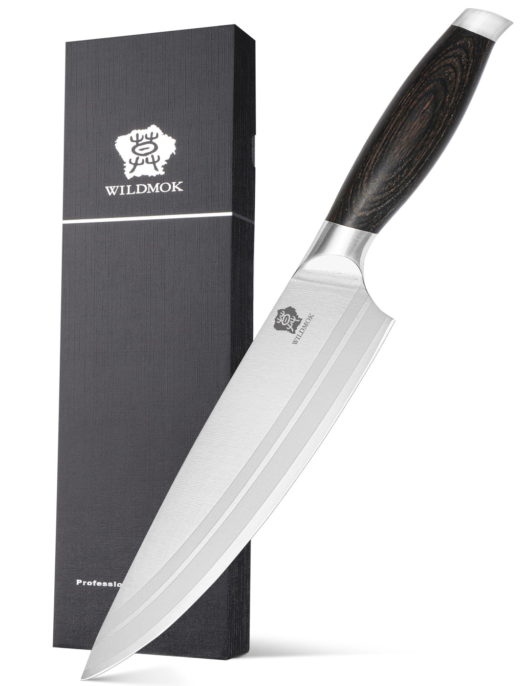 WILDMOK Kochmesser 20,6 cm, Küchenmesser aus deutschem Stahl, Kochmesser mit Griff aus Pakkaholz, Ge