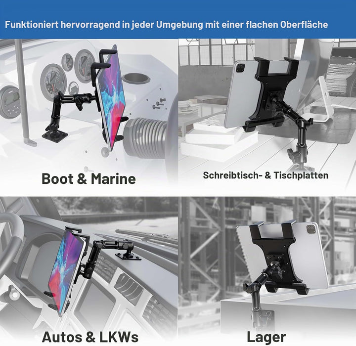 ARKON Robuste Tablet-Halterung mit verstellbarem Arm für Tischplatten, Autos, Fahrzeuge, Wände, komp