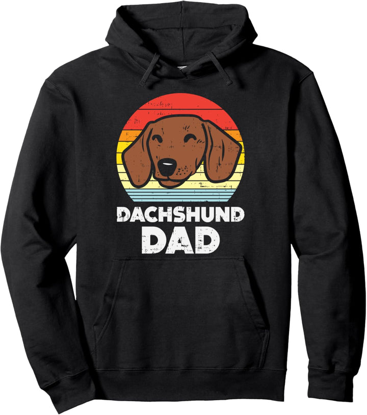 Dachshund Dad Retro Weiner Sausage Dog Animal Pet Men Gift Pullover Hoodie
