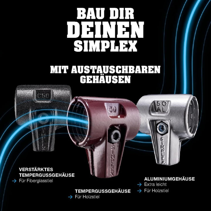 SIMPLEX-Schonhammer, Gummikomposition; mit Aluminiumgehäuse und hochwertigem Holzstiel | D=30 mm | 3