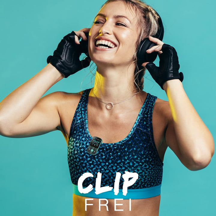 AGPTEK MP3 Player &amp; Schutzhülle Bluetooth 5.3 Sport 64GB mit 1,5 Zoll TFT Farbbildschirm, Mini Musik