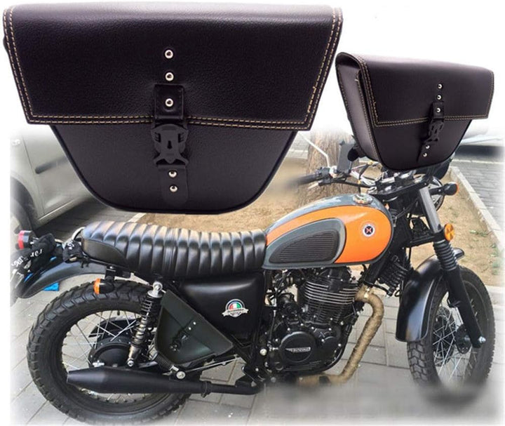 Leikance Motorrad-Seitensatteltasche, dreieckig, Kunstleder, Motorradtasche für Cafe Racer ATV Bikes