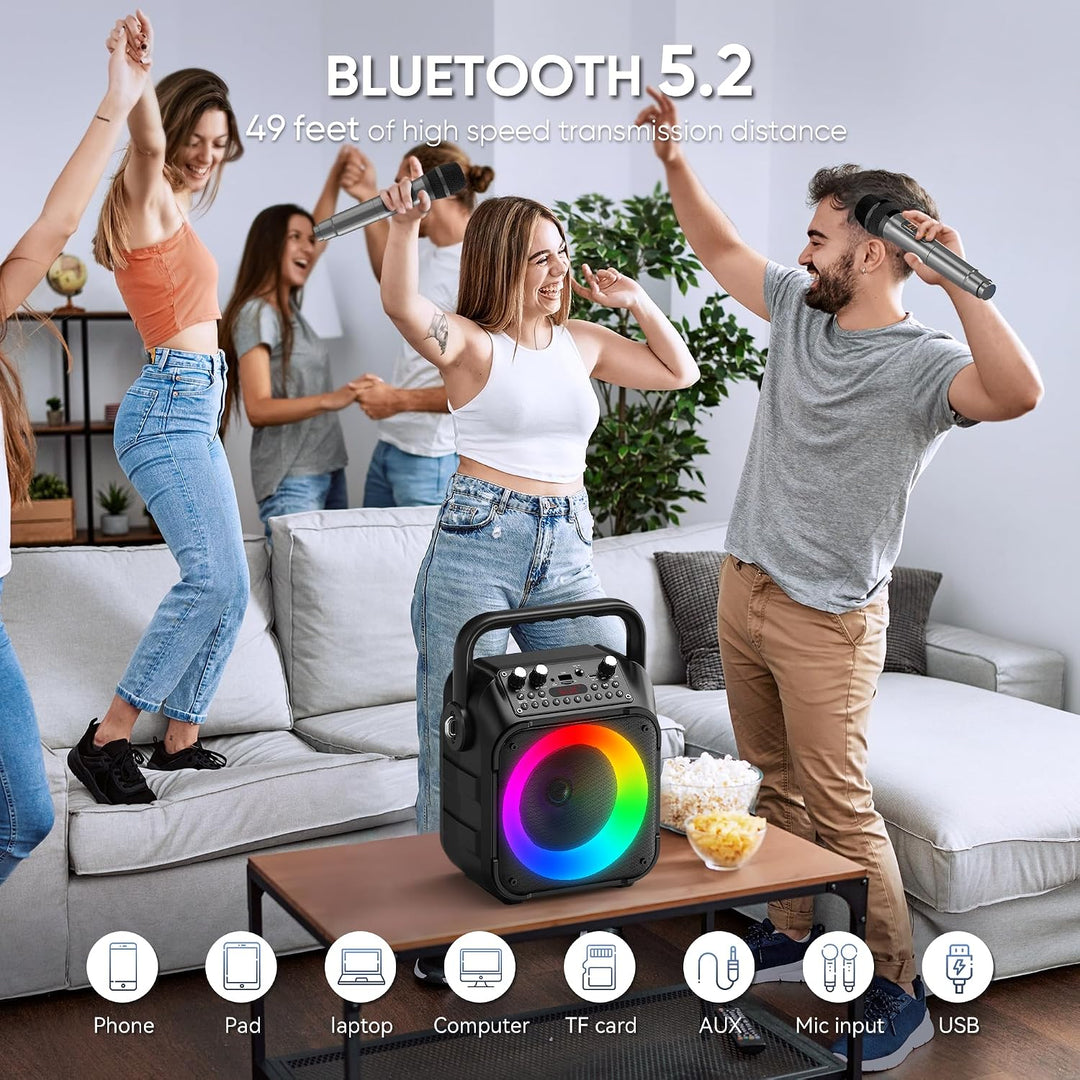 Wowstar Tragbare Karaoke Maschine mit 2 kabellose Mikrofone, Bluetooth Lautsprecher Box für Erwachse