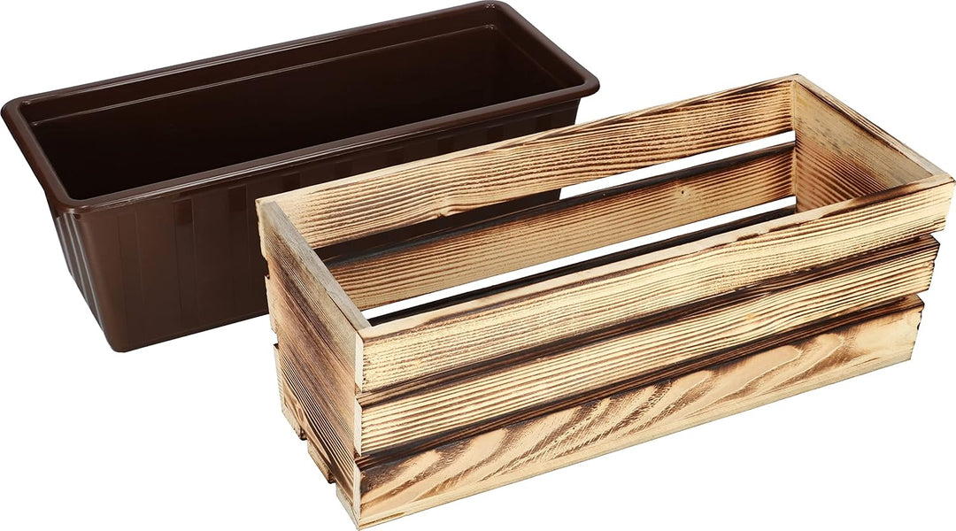 KOTARBAU® Blumenkasten für Balkon, Balkonkasten mit Kunststoffeinsatz 40 x 18 x 15 cm 1 Stück Rustik