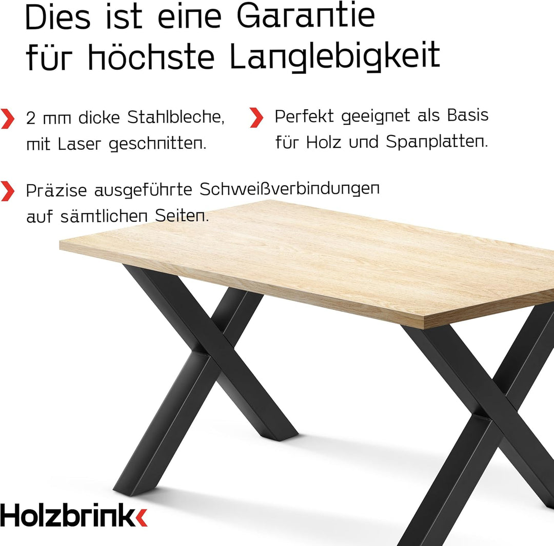 HOLZBRINK Tischbeine Metall Weiss X-Form | Design Tischkufen/Tischgestell für Couchtisch, Esstisch,