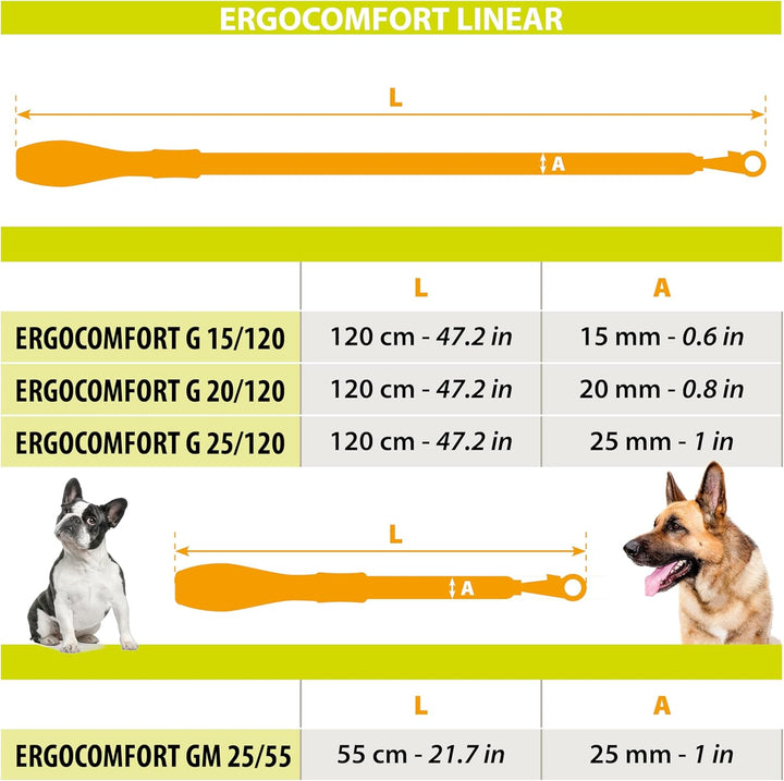 Ferplast ERGOCOMFORT Hundeleine aus Nylon, ergonomischer Griff, weiche Polsterung, Länge 120 cm x 2,
