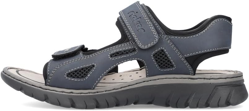 Rieker Herren Klassische Sandalen 22761, Männer Sandalen 40 EU Blau Navy Schwarz Schwarz 14, 40 EU B