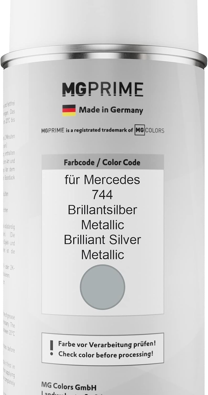 MG PRIME Autolack Spraydose für Mercedes 744 Brillantsilber Metallic +1K | Brilliant Silver Metallic
