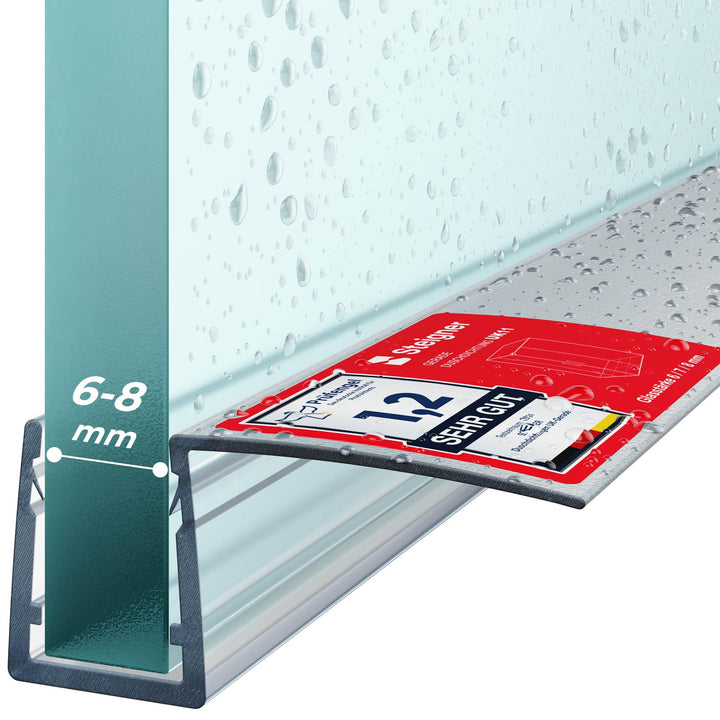 STEIGNER Duschdichtung, 120cm, Glasstärke 6/7/ 8 mm, Gerade PVC Ersatzdichtung für Dusche, UK11 Stär