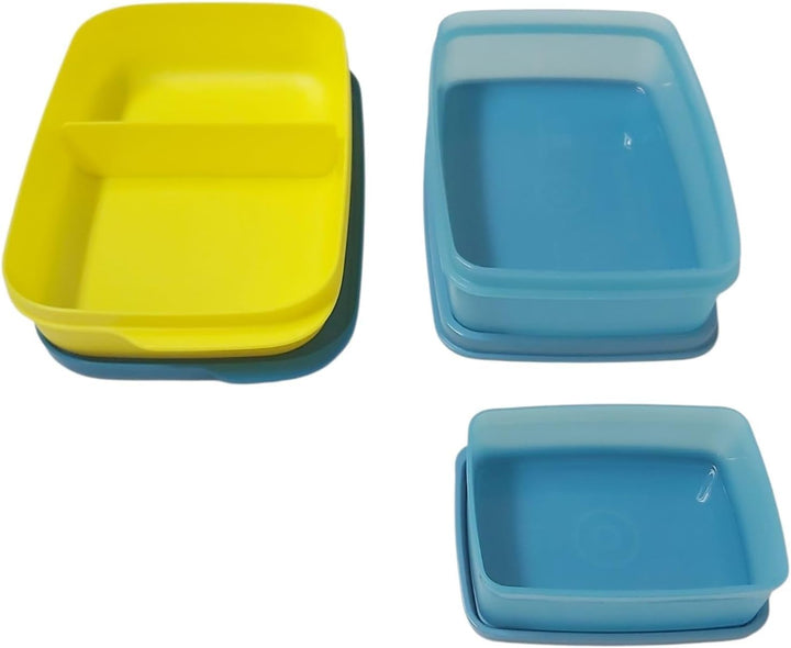 Tupperware To Go Clevere Pause 590 ml Brotdose mit Trennwand Lime + Signoraware Lunchdosen Set 550 m