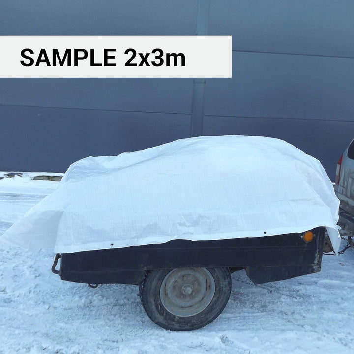 (1 Stück) Abdeckplane Wasserdicht 6x8m Weiss 55g/m2 Blech mit Metallringen Schutzbleche Autoabdeckun