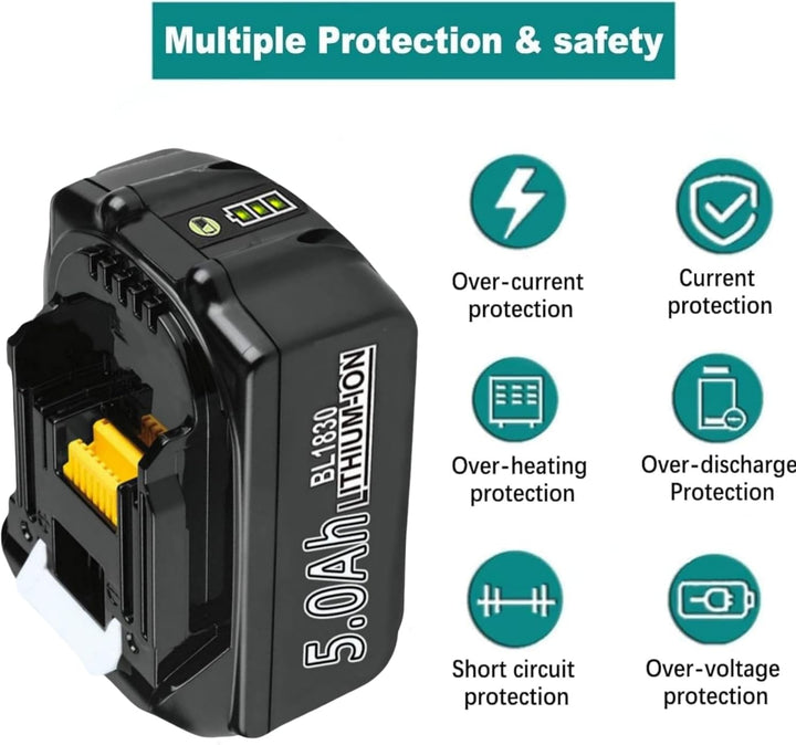 5.0Ah 18v Akku mit Ladegerät Ersatzakku für makita BL1830B BL1840 BL1850 BL1850B BL1860 BL1860B BL18