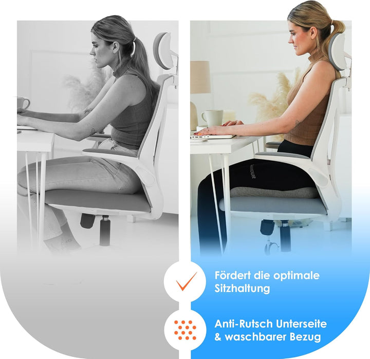 DYNMC you Ergonomisches Sitzkissen Bürostuhl - Mittelhart H3 - Test SEHR GUT - [MIT PHYSIOTHERAPEUTE