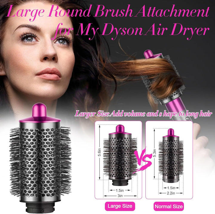 Runde Volumenbürste für Dyson für Airwrap Aufsätze, Grosse Volumenaufsatzbürste für Flaches Haar, sc