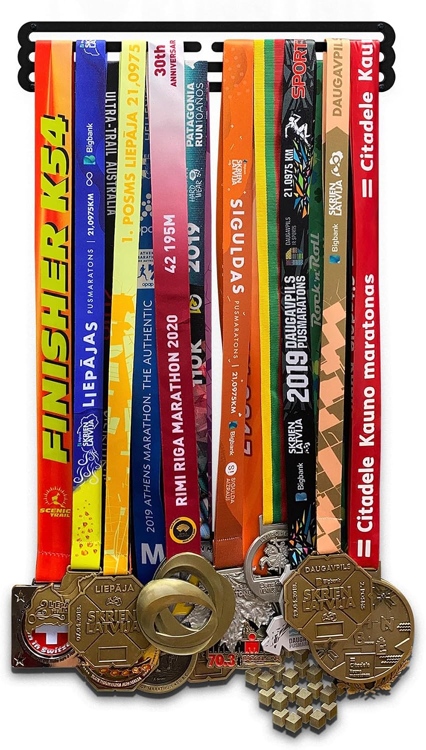 BLANK Medaillenhalter Edelstahl | Medaillen Aufhänger | Medal Hanger Holder Display Rack M - Schwarz