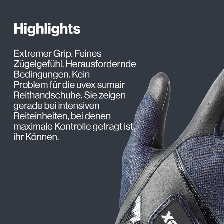 Uvex Unisex – Erwachsene Sumair Reithandschuhe 10.5 black-blue, 10.5 black-blue