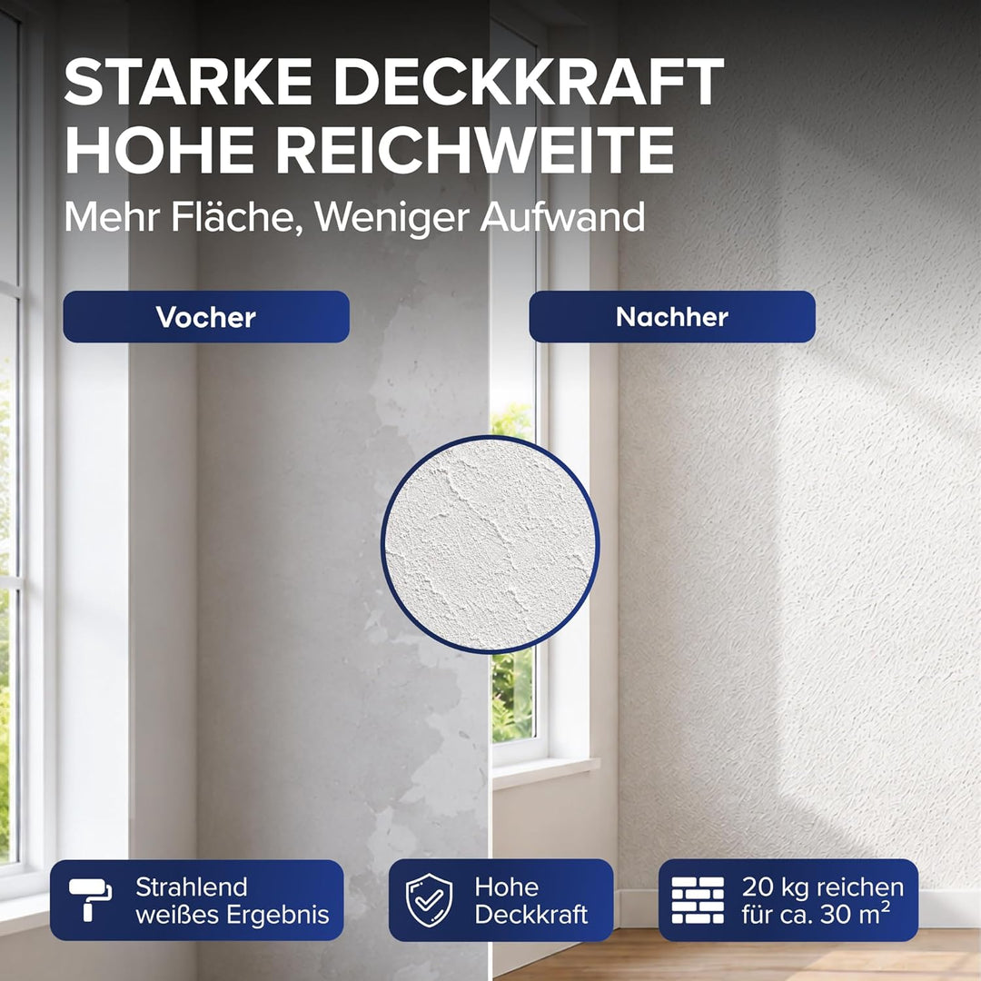 PLID® Rollputz innen &amp; aussen fein Weiss matt [20kg] - atmungsaktiv hohe Deckkraft verarbeitungsfert