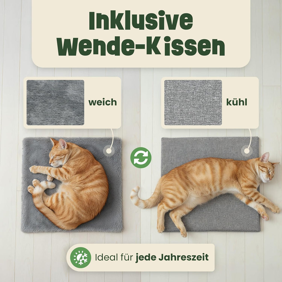 zooprinz katzenhöhle cat cave – kuschelhöhle für Katzen &amp; grosse Katze, warmes katzenbett beige mit