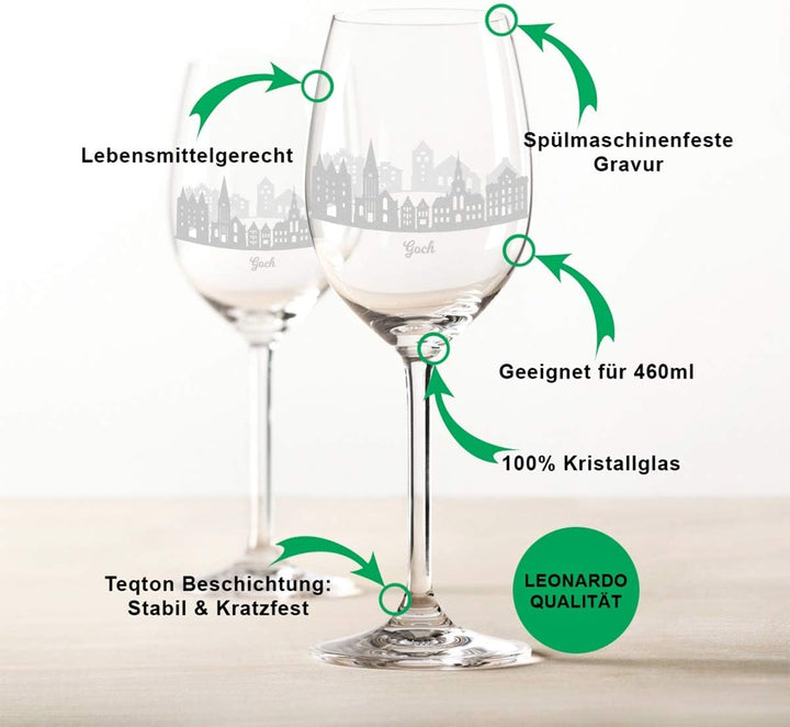Leonardo Weingläser mit Gravur – Goch Geschenk im 2er Set - Weingeschenk - Souvenir Andenken &amp; Mitbr