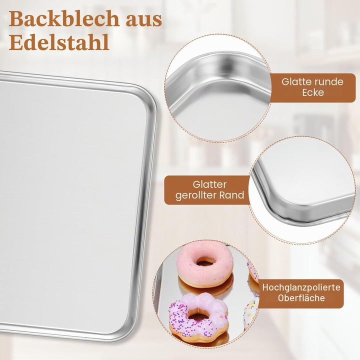 jojofuny Edelstahl Tablett Rechteckig 35x25 cm Servierplatte Rostfrei für Gastronomie &amp; Haushalt, Fl