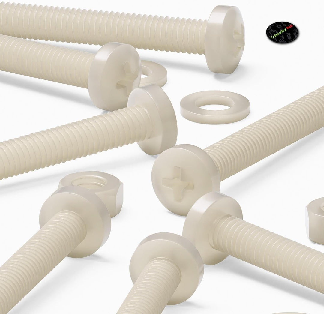 50 x Nylon Flachkopf-, Kreuzkopf-Kunststoff- Maschinenschrauben, M6 x 60mm, Kunststoffschrauben, Mut