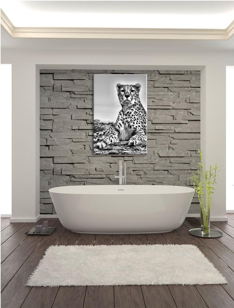 Pixxprint Gepard in Savanne als Leinwandbild | Grösse: 100x70 | Wandbild| Kunstdruck | fertig bespan