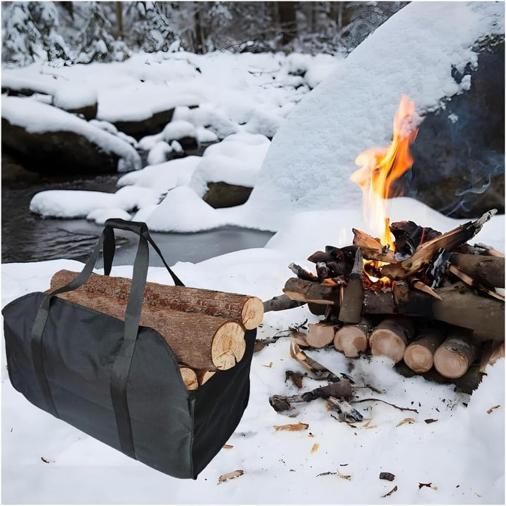 Kaminholztasche, Faltbare Kamintasche, Holzträger, wasserabweisend, langlebig, Segeltuch-Tragetasche