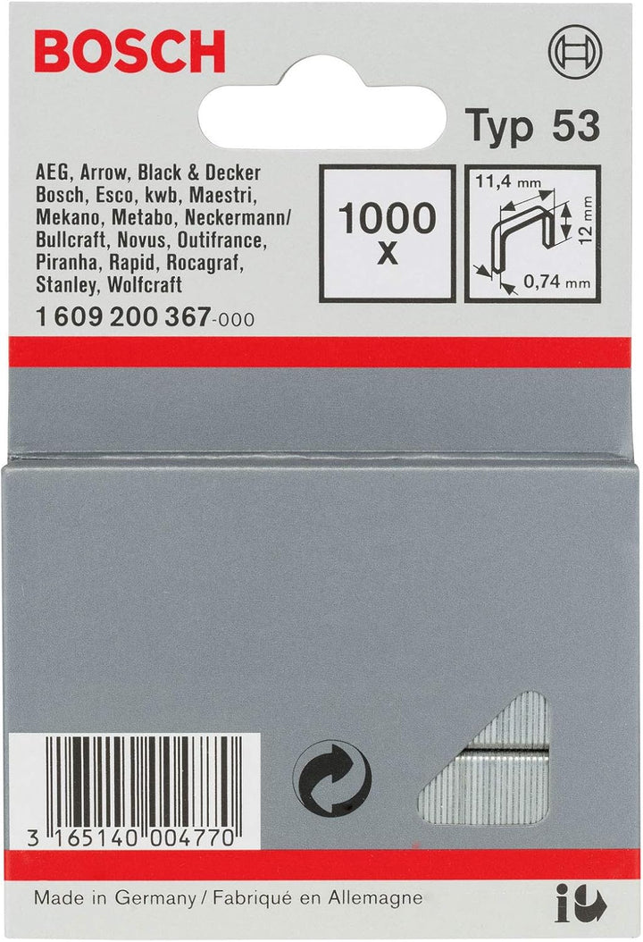 Bosch Professional Handtacker HT 14 (Holz, Klammertyp 53) &amp; Feindrahtklammer Typ 53 (für Textilien,