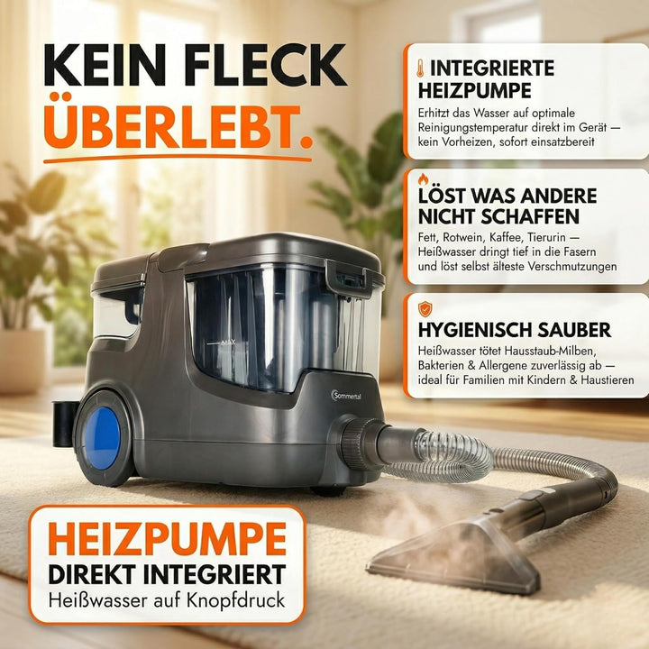 Sommertal HYDRO 9000 MAX Waschsauger | 1.000W, 20 kPa | Teppichreiniger &amp; Polsterreiniger mit integr