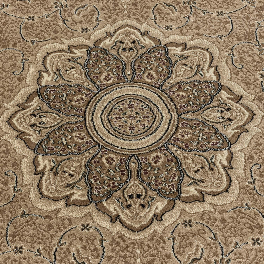 Carpetsale24 Orientteppich Beige 80x150 cm – Kurzflor Läufer im klassischen Vintage Stil für Flur, S