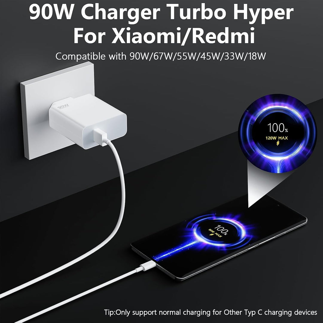90W USB C Ladegerät für Xiaomi 17 15 Ultra 15 Pro 14T 14 Ultra 13T Redmi Note 15 14 13Pro, USB Netzt